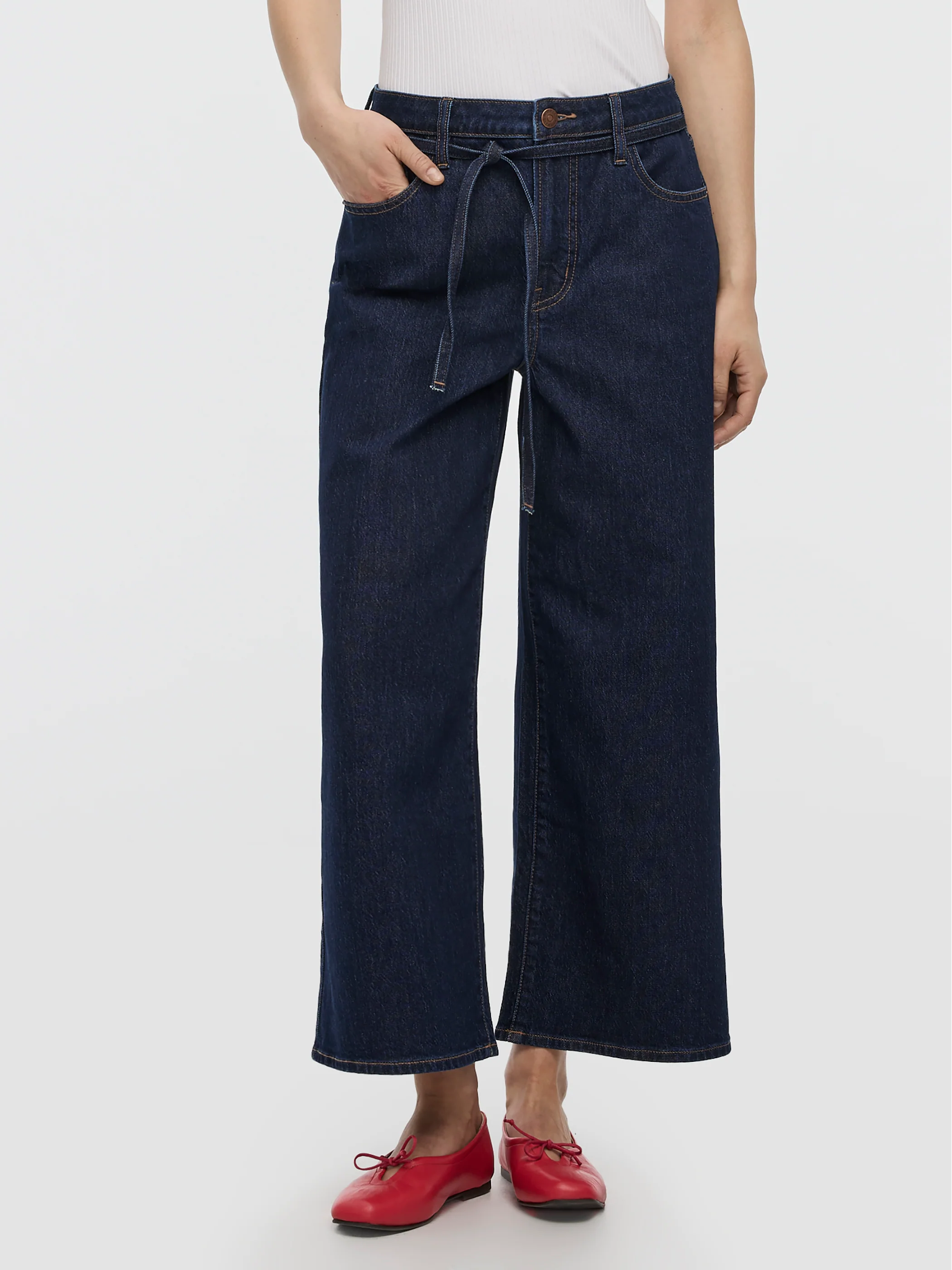Wide-Leg High-Rise Cropped Jean with Sash - Image 8