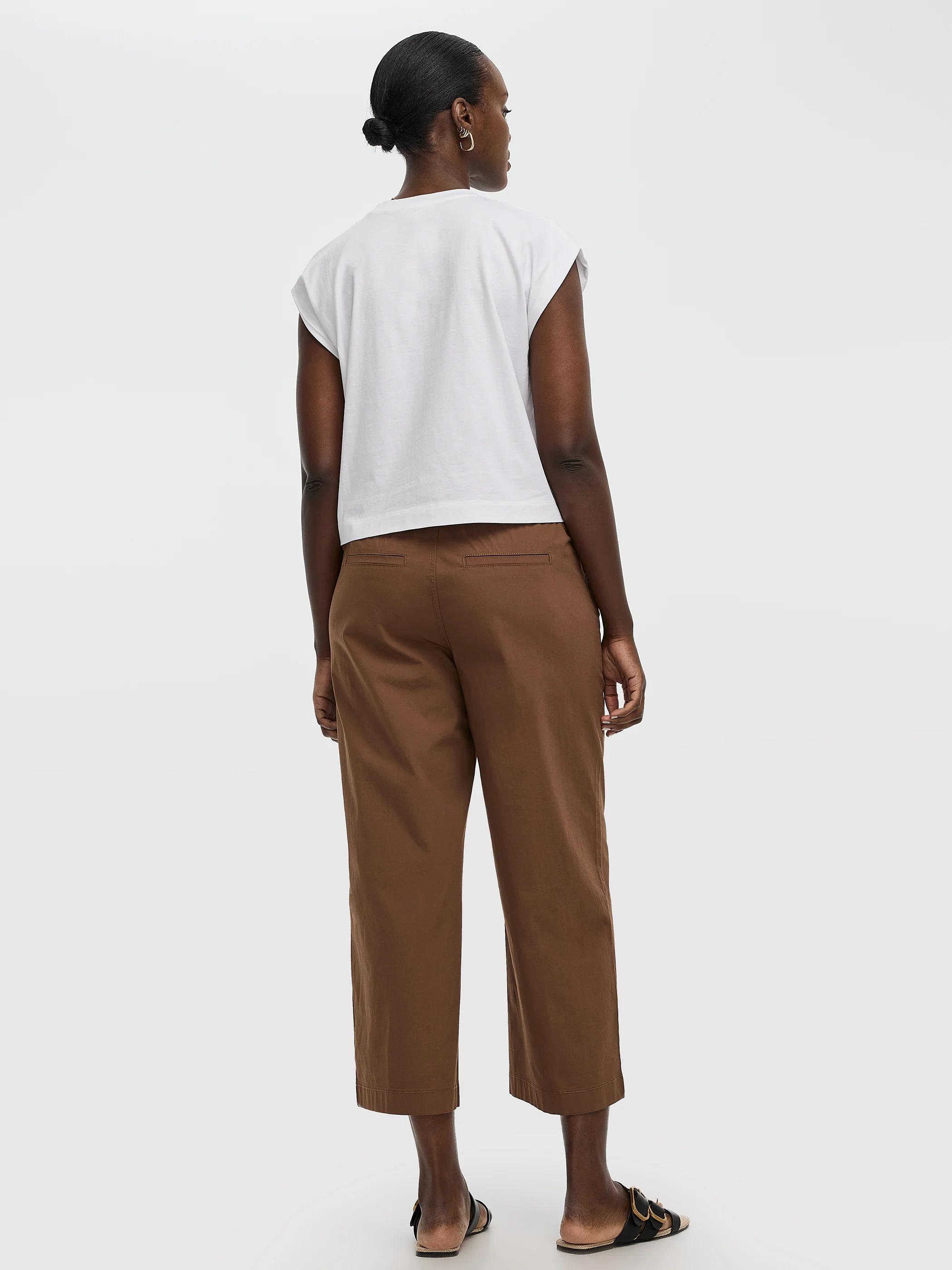 Wide-Leg High-Rise Cropped Poplin Pant - Image 4