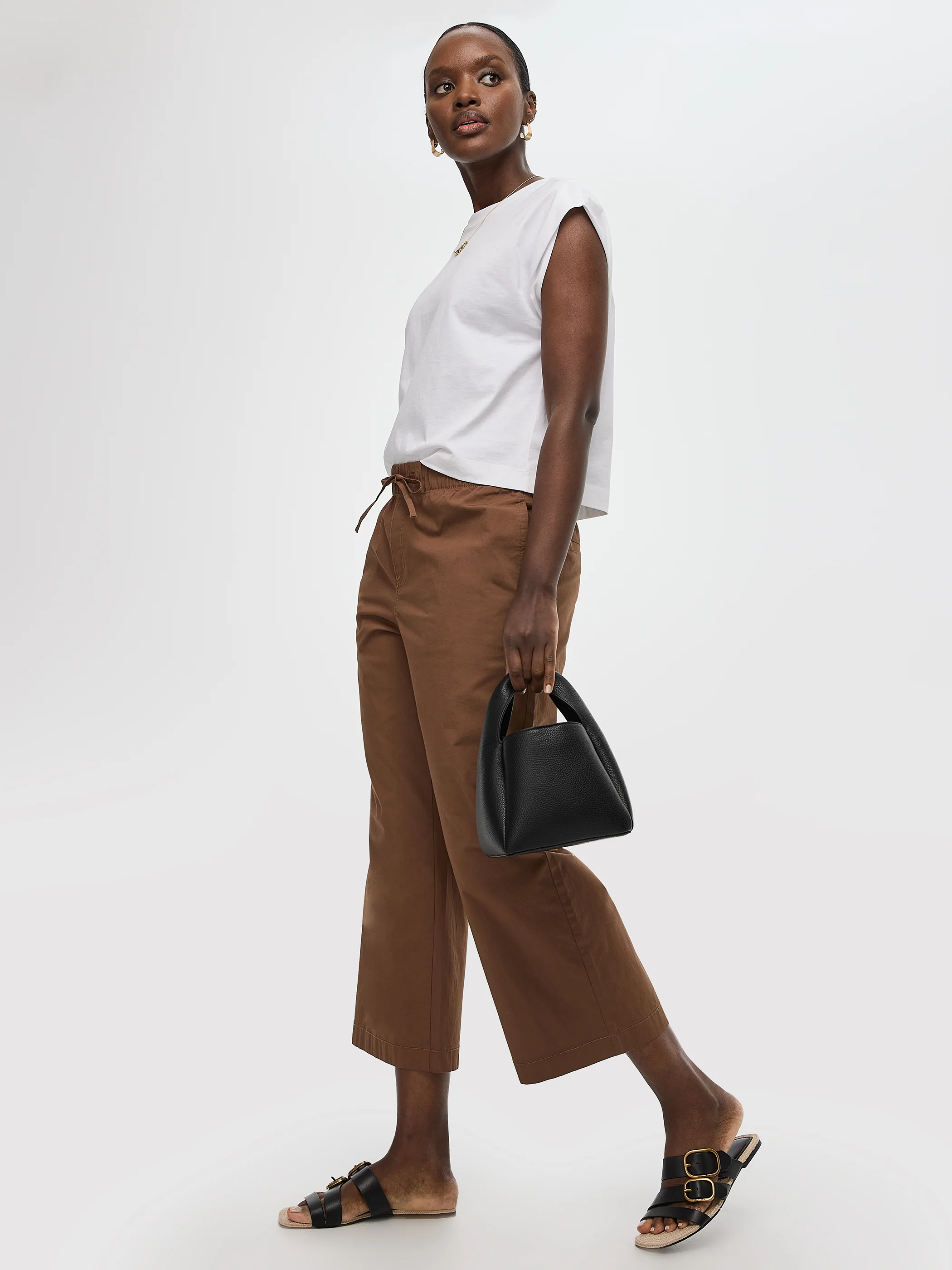 Wide-Leg High-Rise Cropped Poplin Pant - Image 5