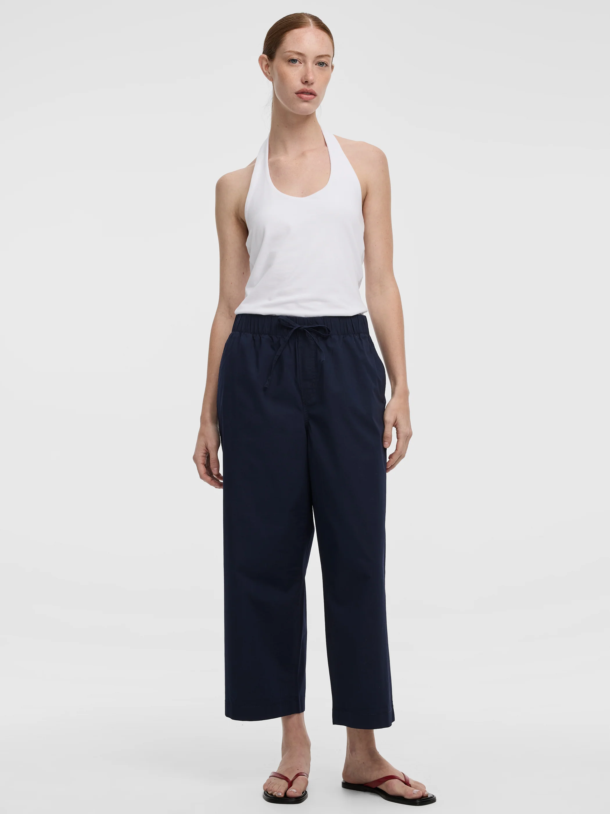 Wide-Leg High-Rise Cropped Poplin Pant - Image 6