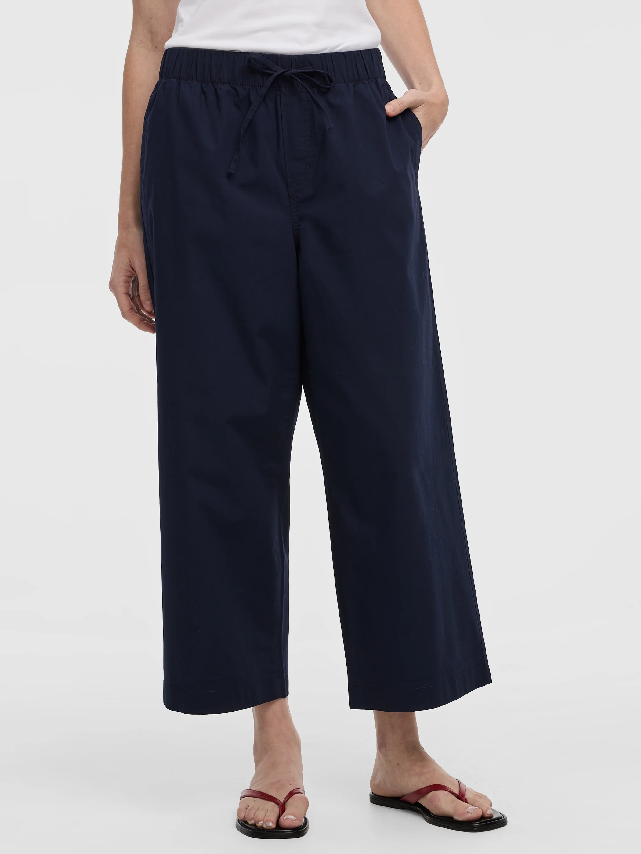 Wide-Leg High-Rise Cropped Poplin Pant - Image 7
