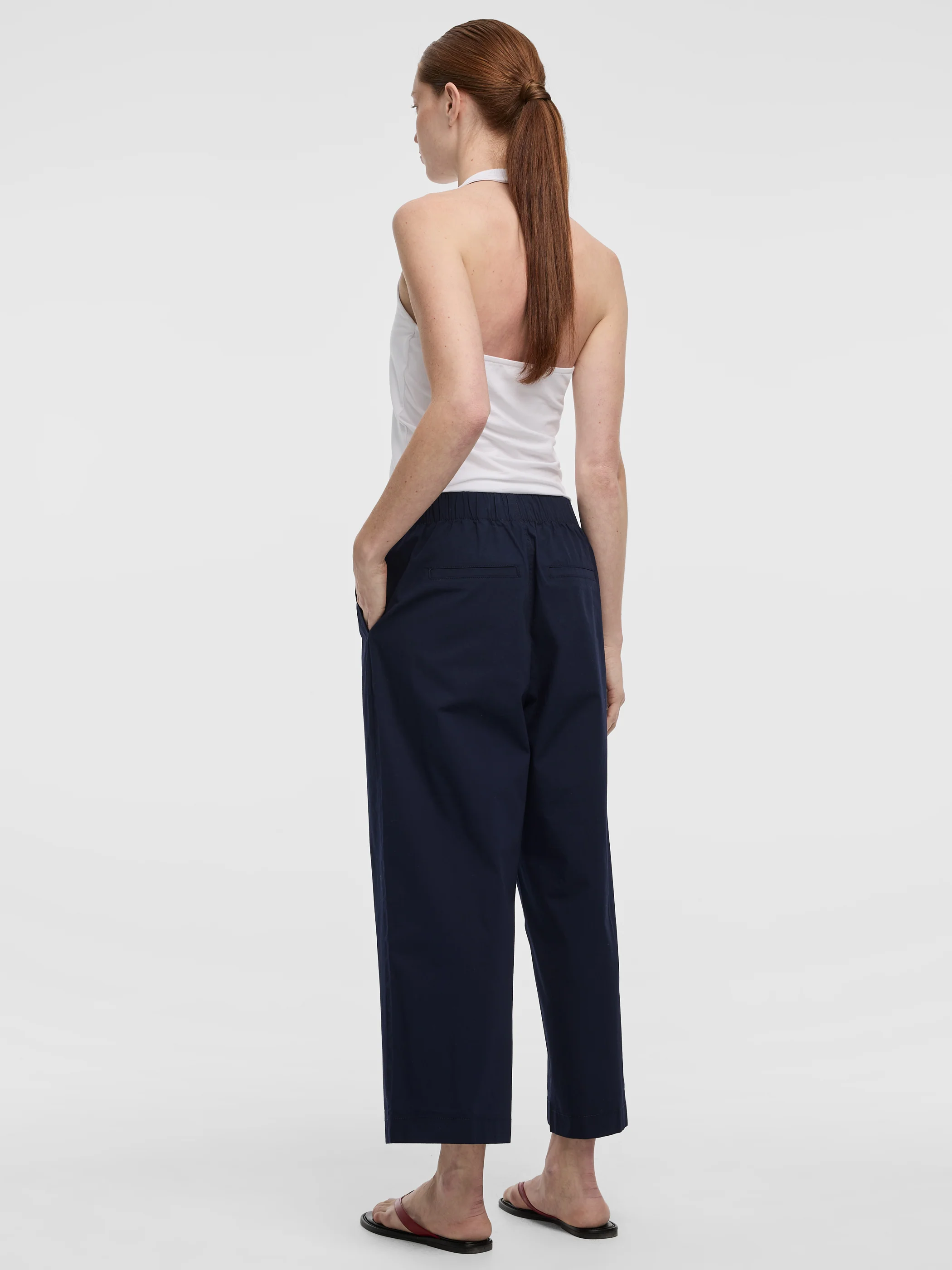 Wide-Leg High-Rise Cropped Poplin Pant - Image 9