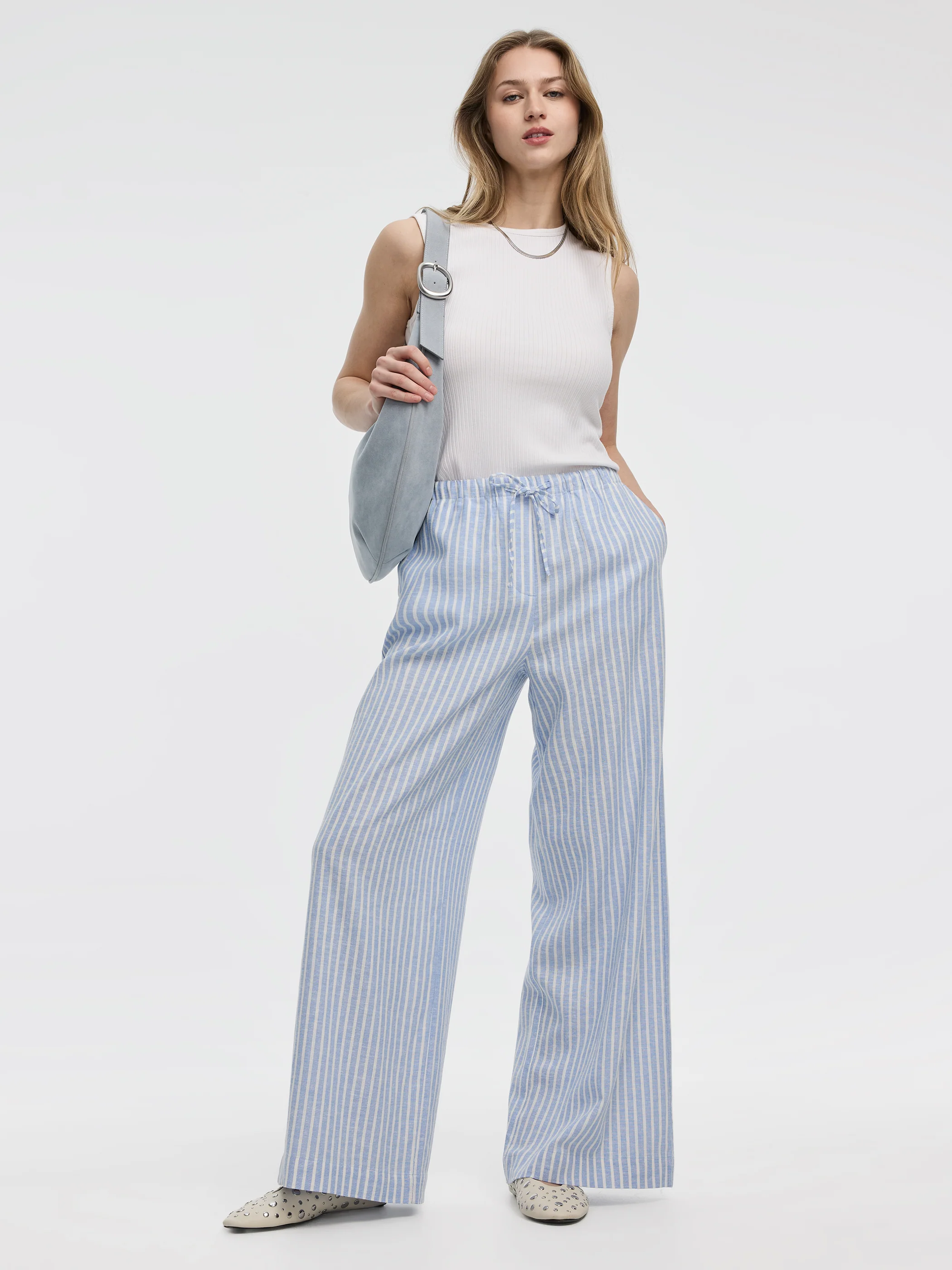 Striped Wide-Leg Linen-Blend Pant - Image 5