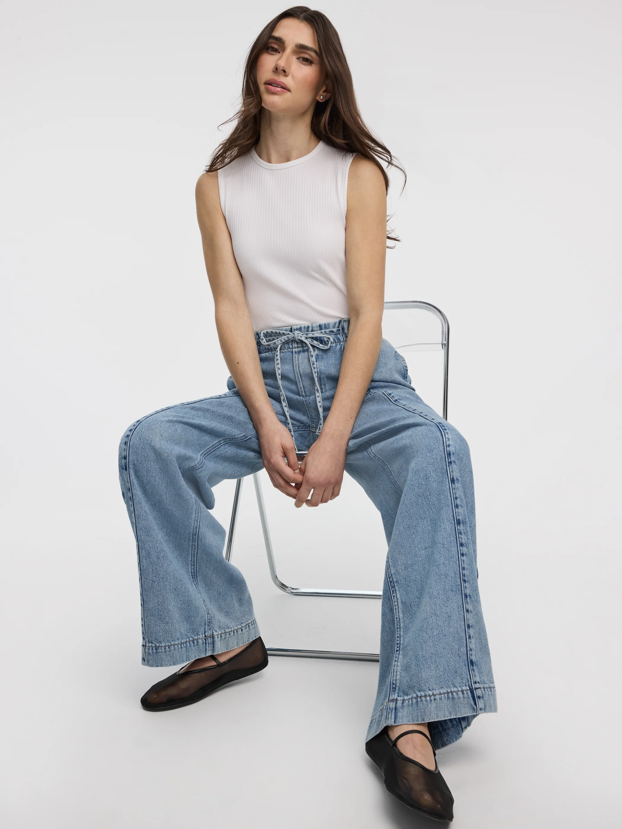 Wide-Leg Pull-On High-Rise Denim Pant - Image 4