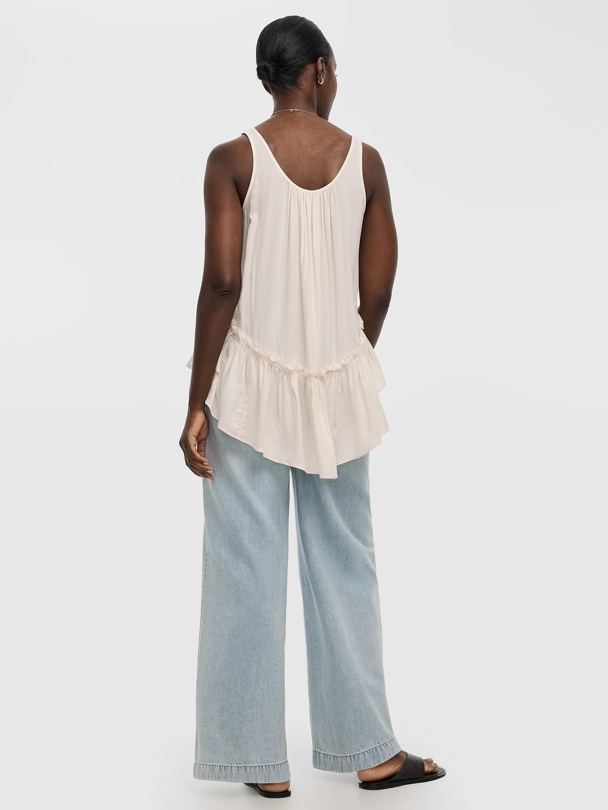 Scoop-Neck Tank with Asymmetrical Ruffled Hem - Image 3