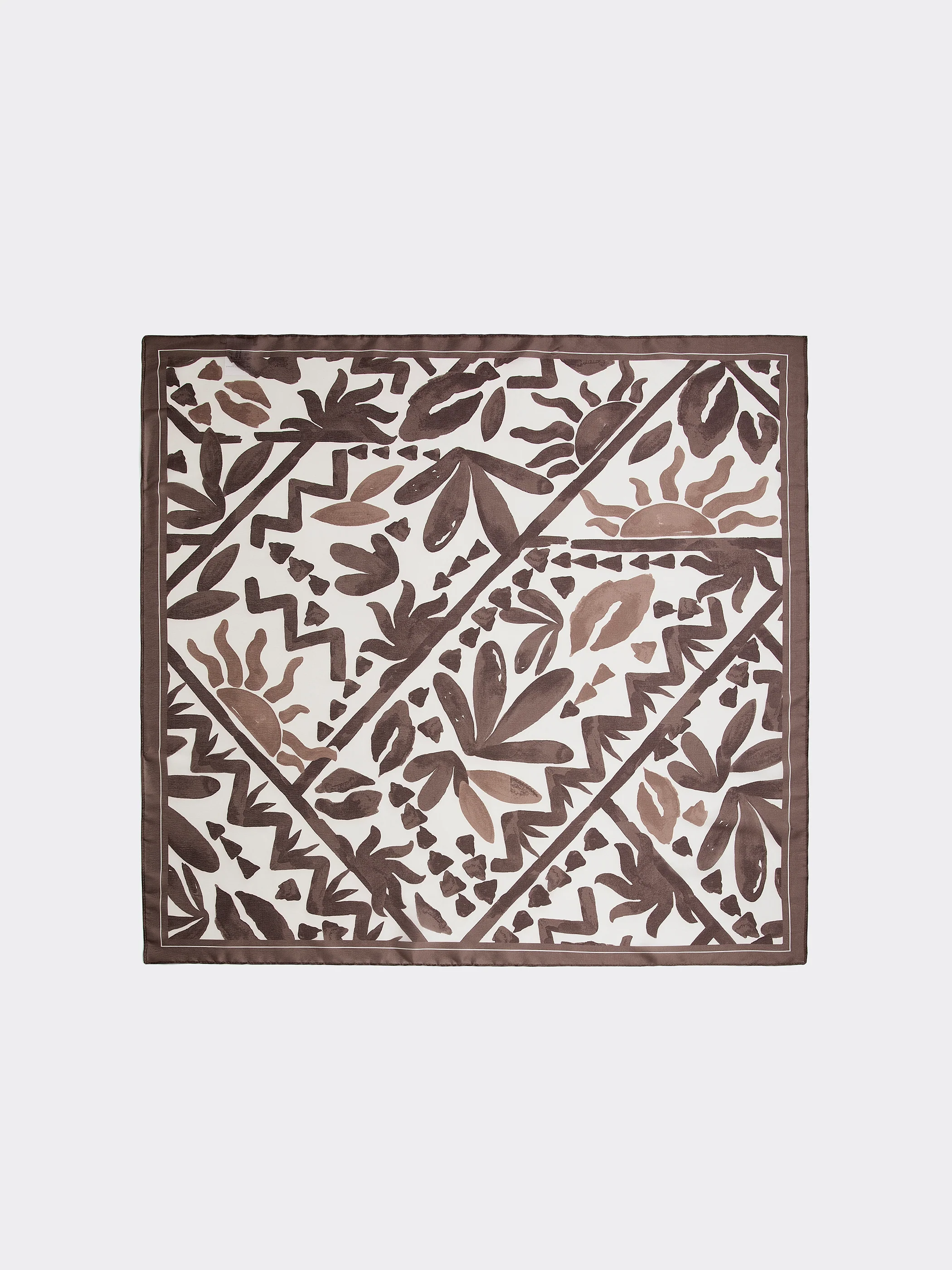 Square Scarf with Foliage Pattern - Image 4