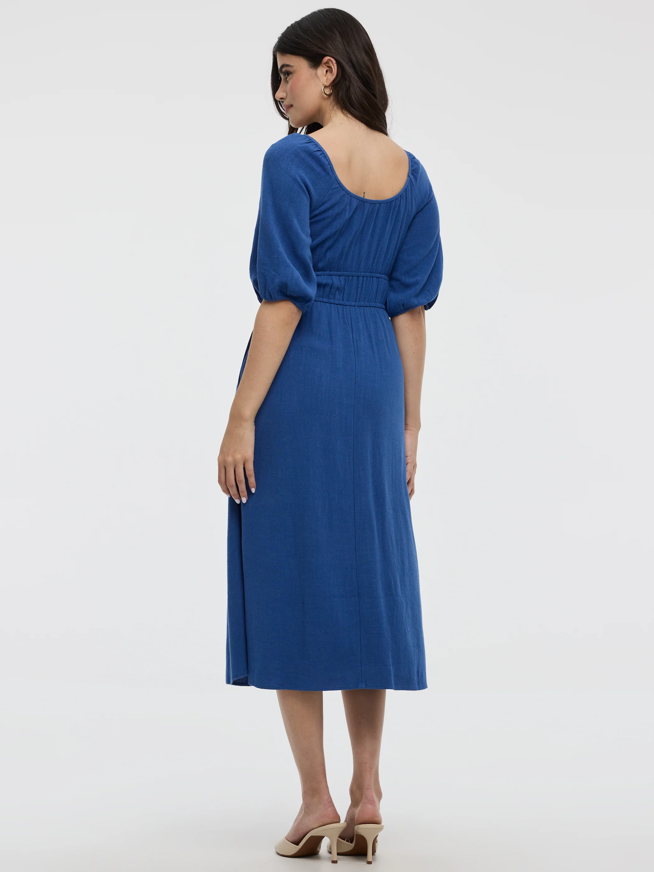Short-Sleeves Scoop-Neck Empire Midi Dress - Image 3