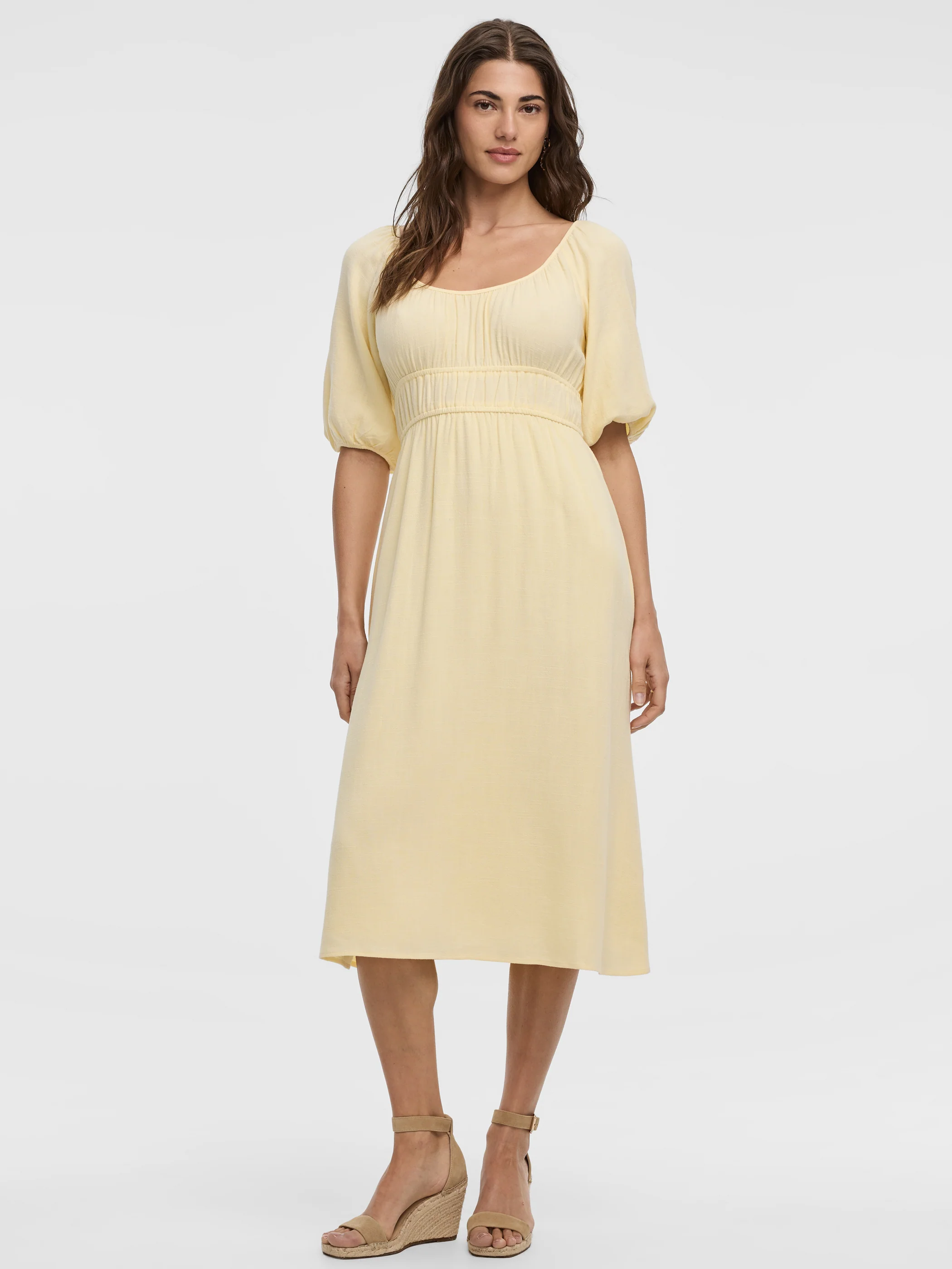 Short-Sleeves Scoop-Neck Empire Midi Dress - Image 5
