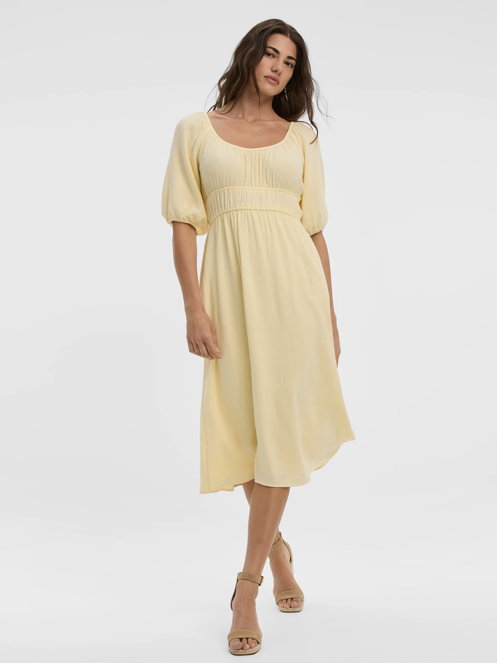 Short-Sleeves Scoop-Neck Empire Midi Dress - Image 8