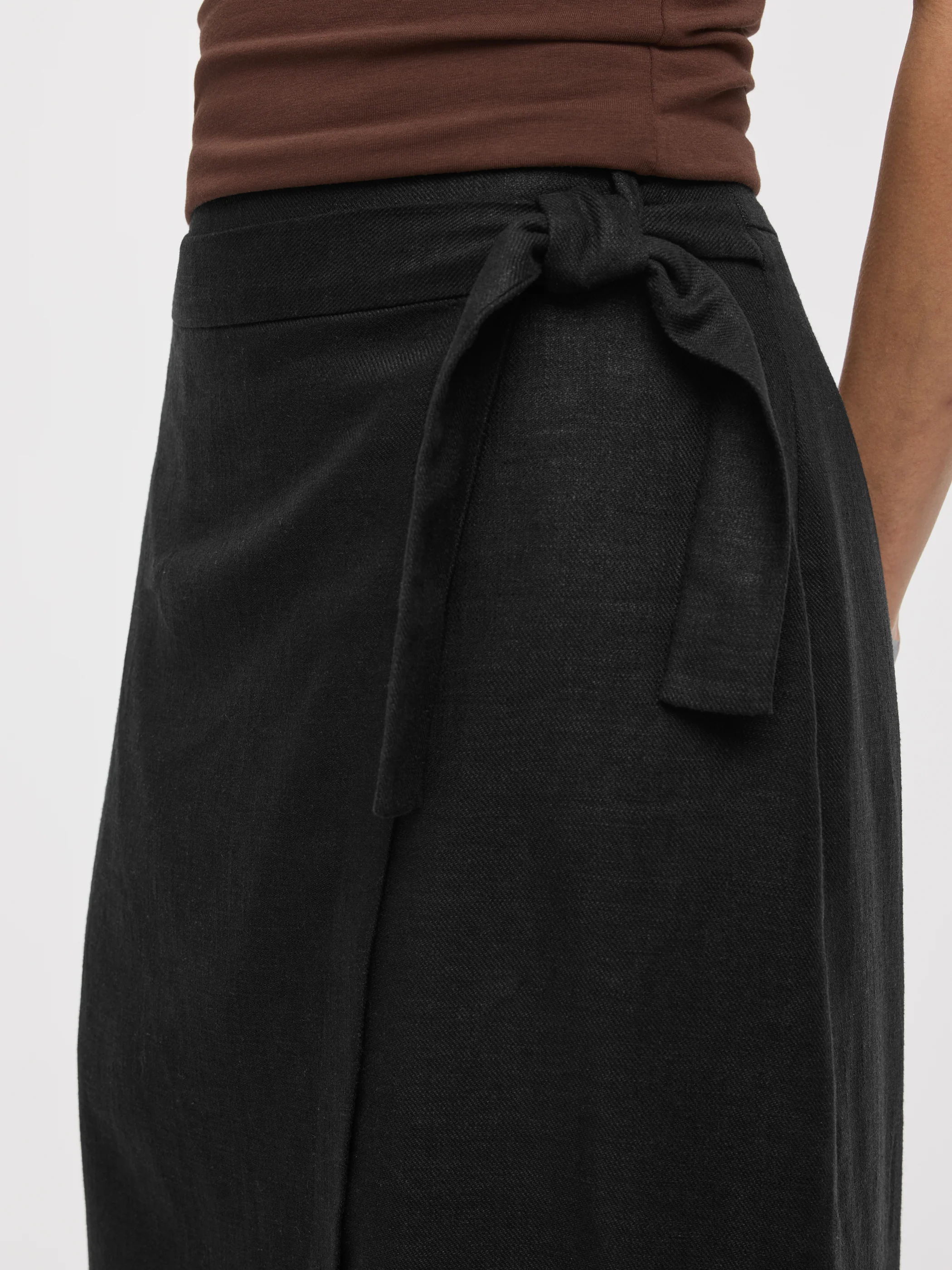 Linen-Blend Wrap Maxi Skirt - Image 3