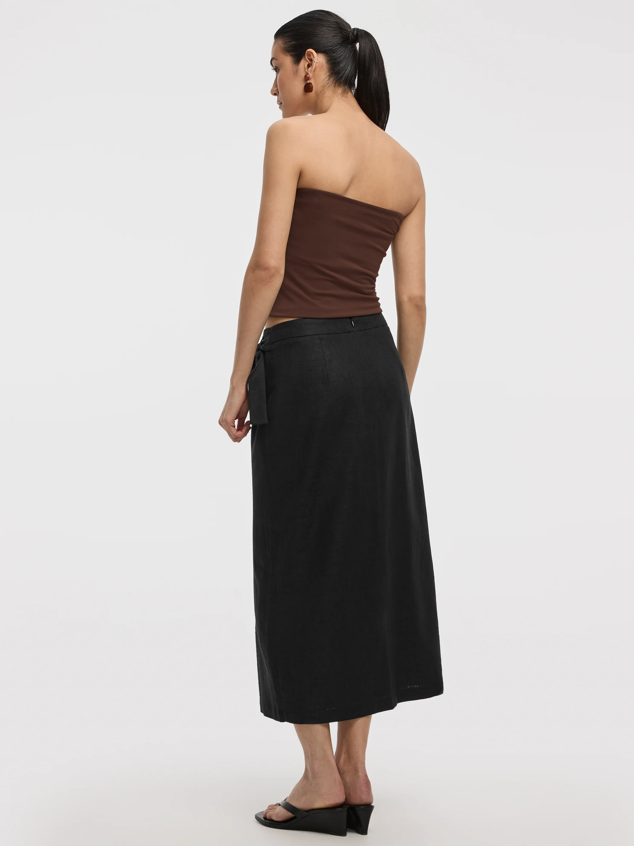 Linen-Blend Wrap Maxi Skirt - Image 4