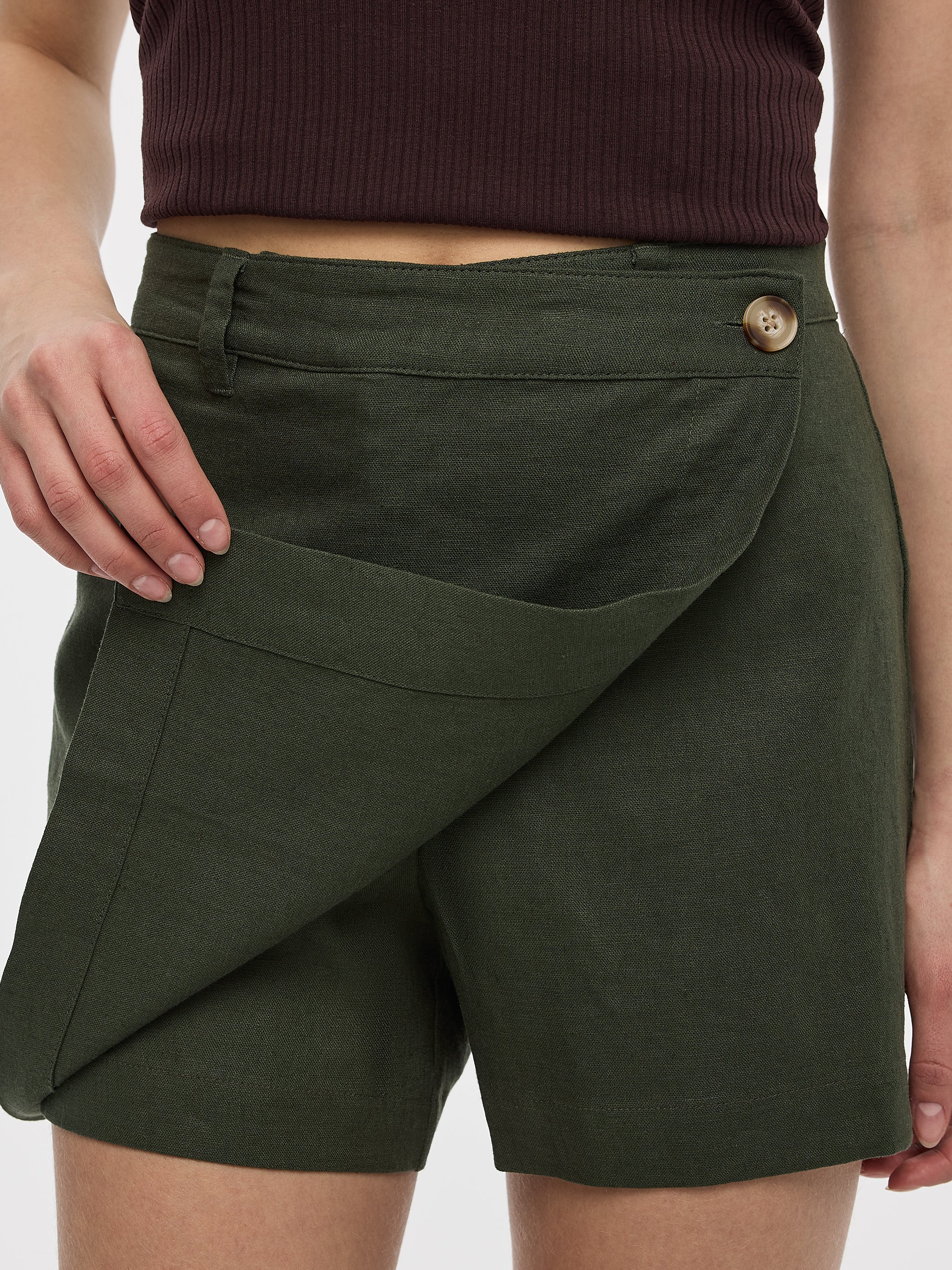 Linen-Blend Wrap Skort - Image 15
