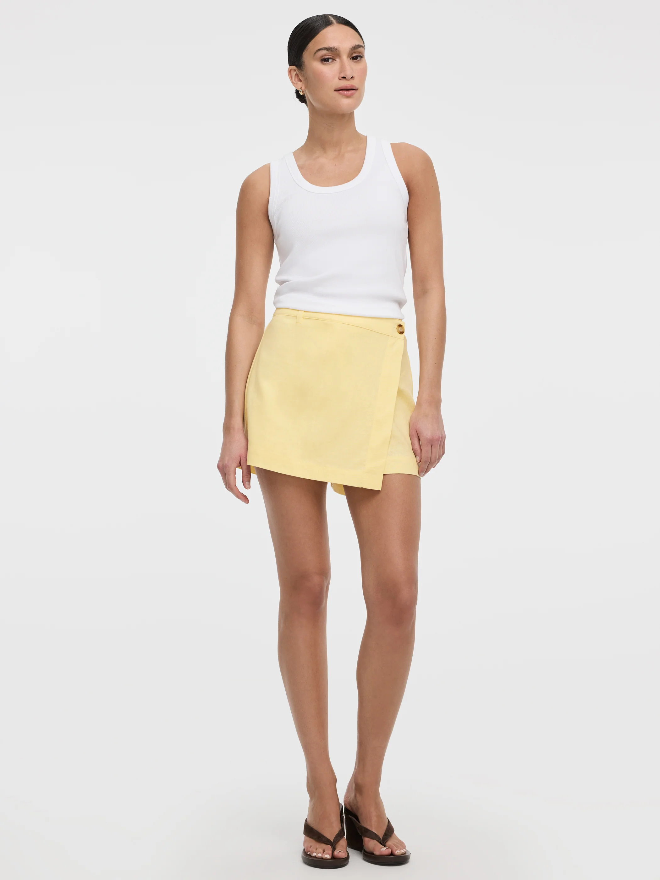 Linen-Blend Wrap Skort - Image 19