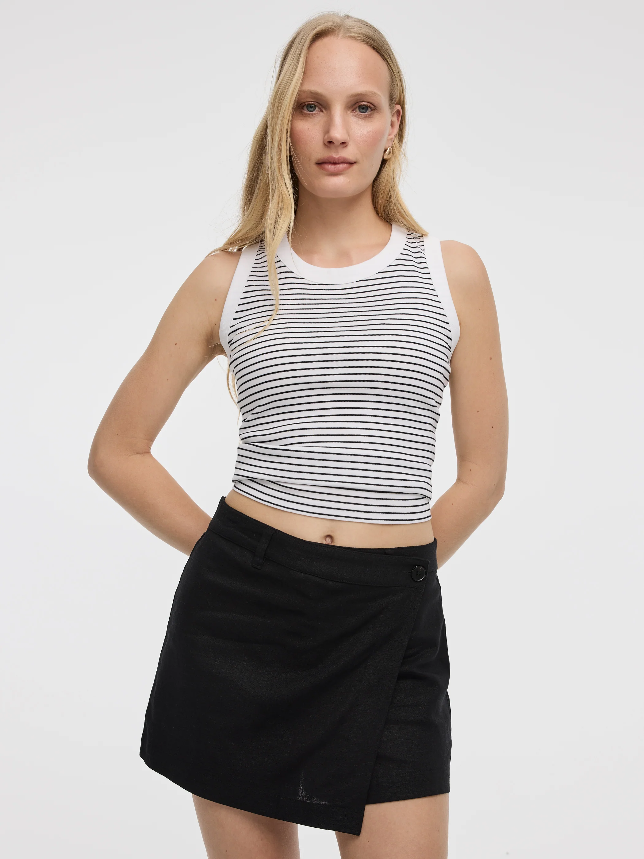 Linen-Blend Wrap Skort - Image 4