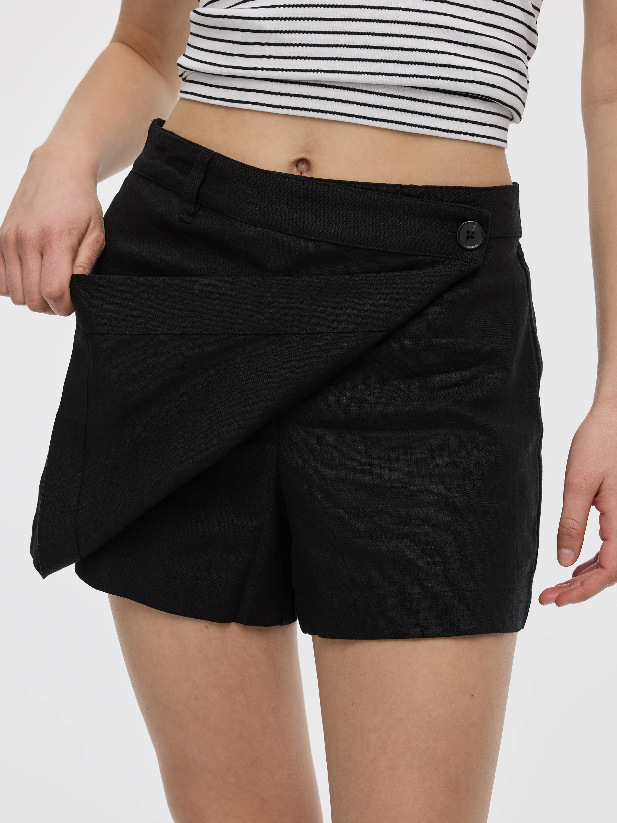 Linen-Blend Wrap Skort - Image 5
